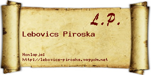 Lebovics Piroska névjegykártya